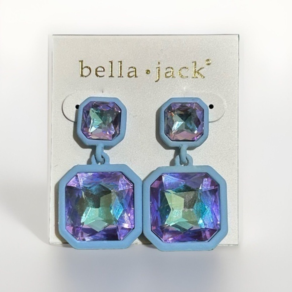Bella Jack Square Stone Mystic Purple Earrings